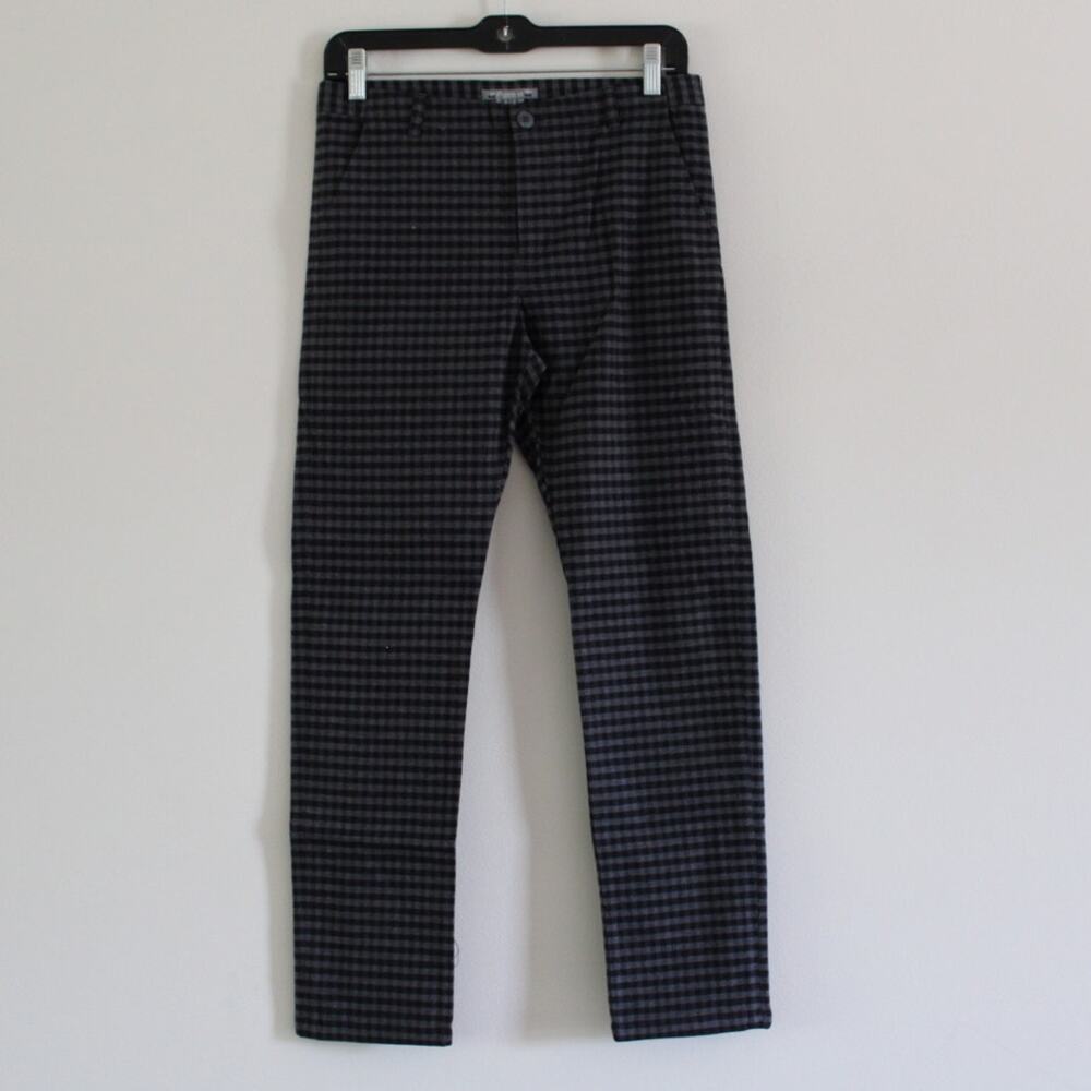 NWT Bonpoint Boys Felix Checkered Gray Plaid Cotton Straight Leg Pants 12‎